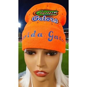 Florida Gators Beanie Orange design with logo, diamond colored rhinestones
